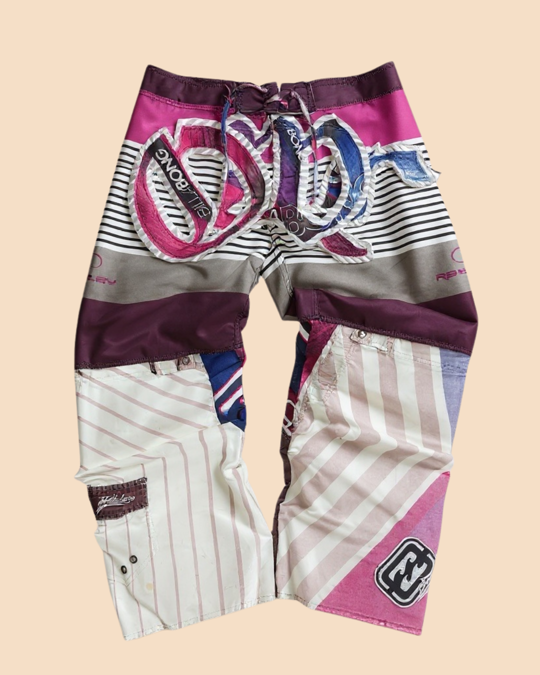 Calça baggie customizada OWLSHIT tactel PINK PANTHER