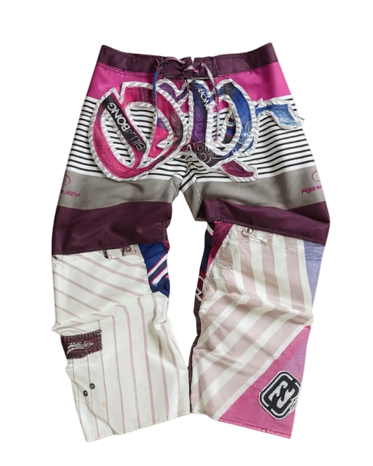 Calça baggie customizada OWLSHIT tactel PINK PANTHER
