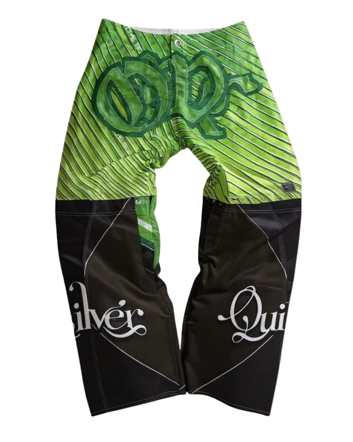 Calça baggie customizada OWLSHIT tactel VERDE CANA