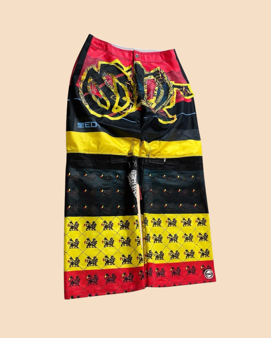 Calça baggie customizada OWLSHIT tactel  REGGAE