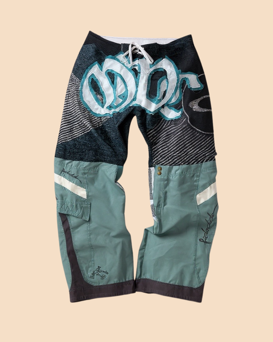 Calça baggie custmizada OWLSHIT tactel BABY GREEN