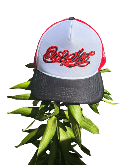 Boné Trucker OWLSHIT vermelho e preto