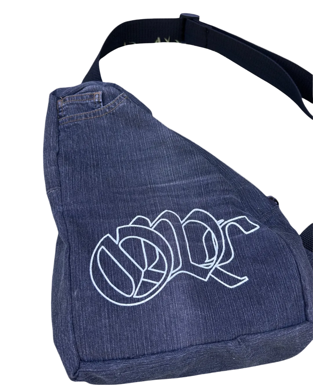 Side bag OWLSHIT preta Jeans Upcycling