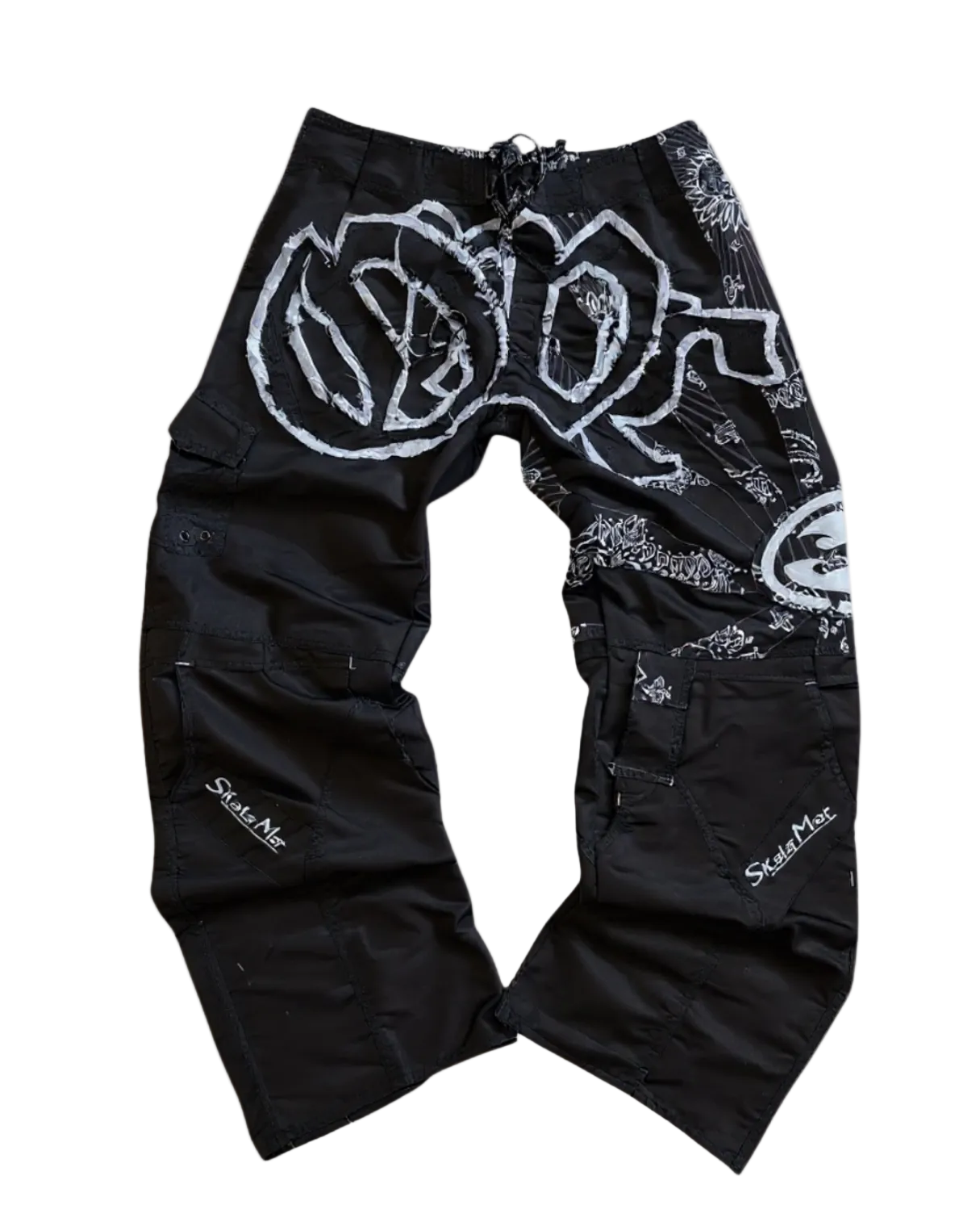 Calça baggie customizada OWLSHIT tactel TRIPLO BLACK