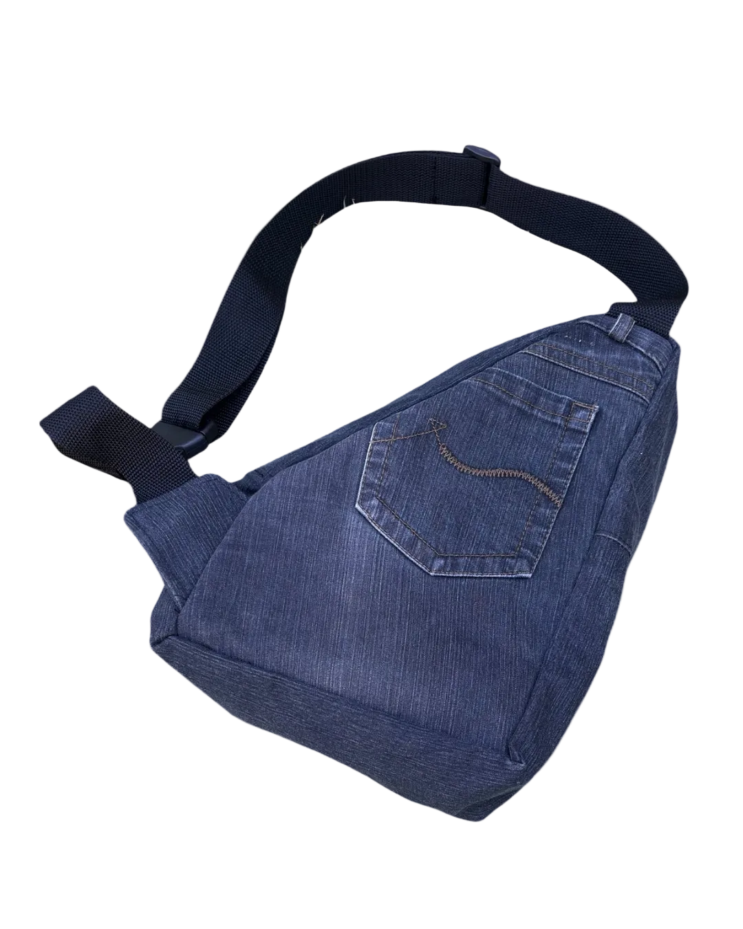 Side bag OWLSHIT preta Jeans Upcycling