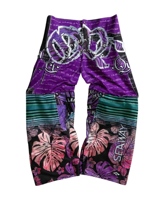 Calça baggie customizada OWLSHIT tactel DONATELLO