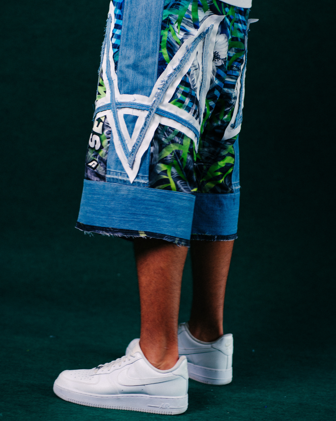 Jort Jeans e Tactel Copa Owlshit - Azul, Verde e Jeans Azul