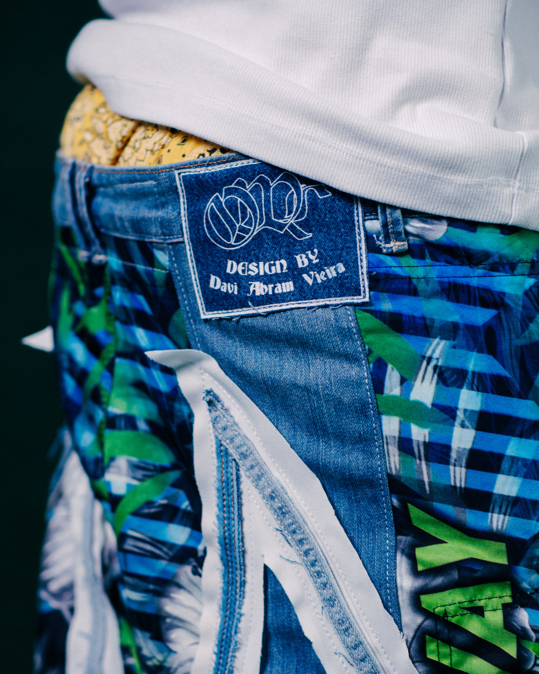 Jort Jeans e Tactel Copa Owlshit - Azul, Verde e Jeans Azul