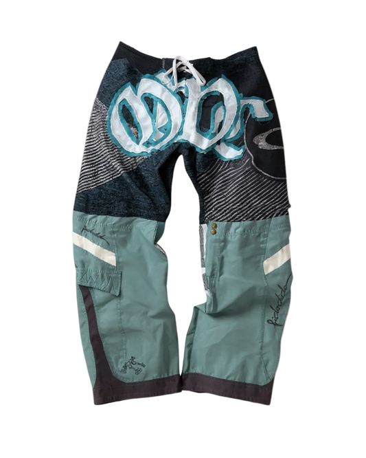 Calça baggie custmizada OWLSHIT tactel BABY GREEN