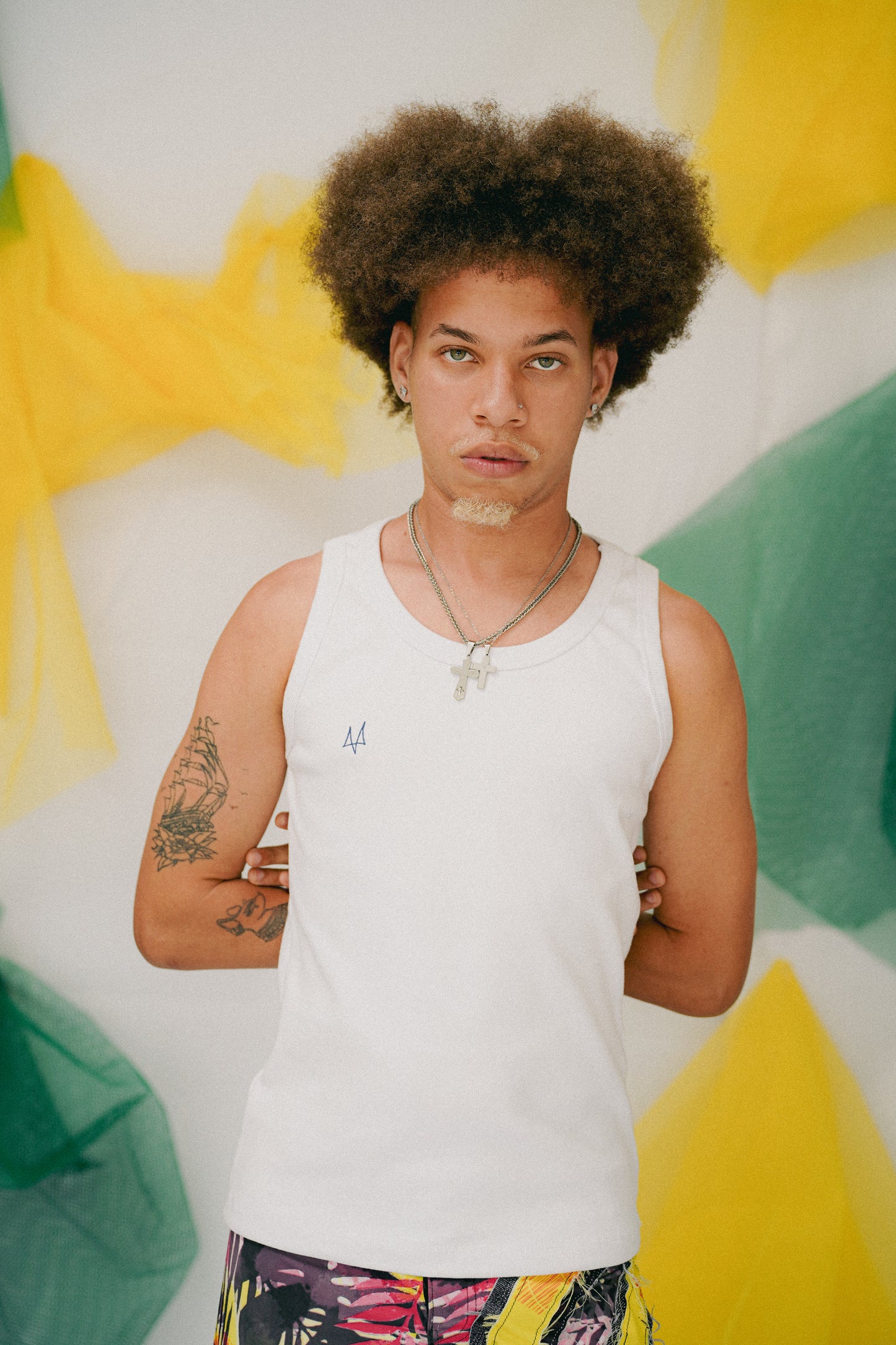 Regata Masculina OWLSHIT branca e azul