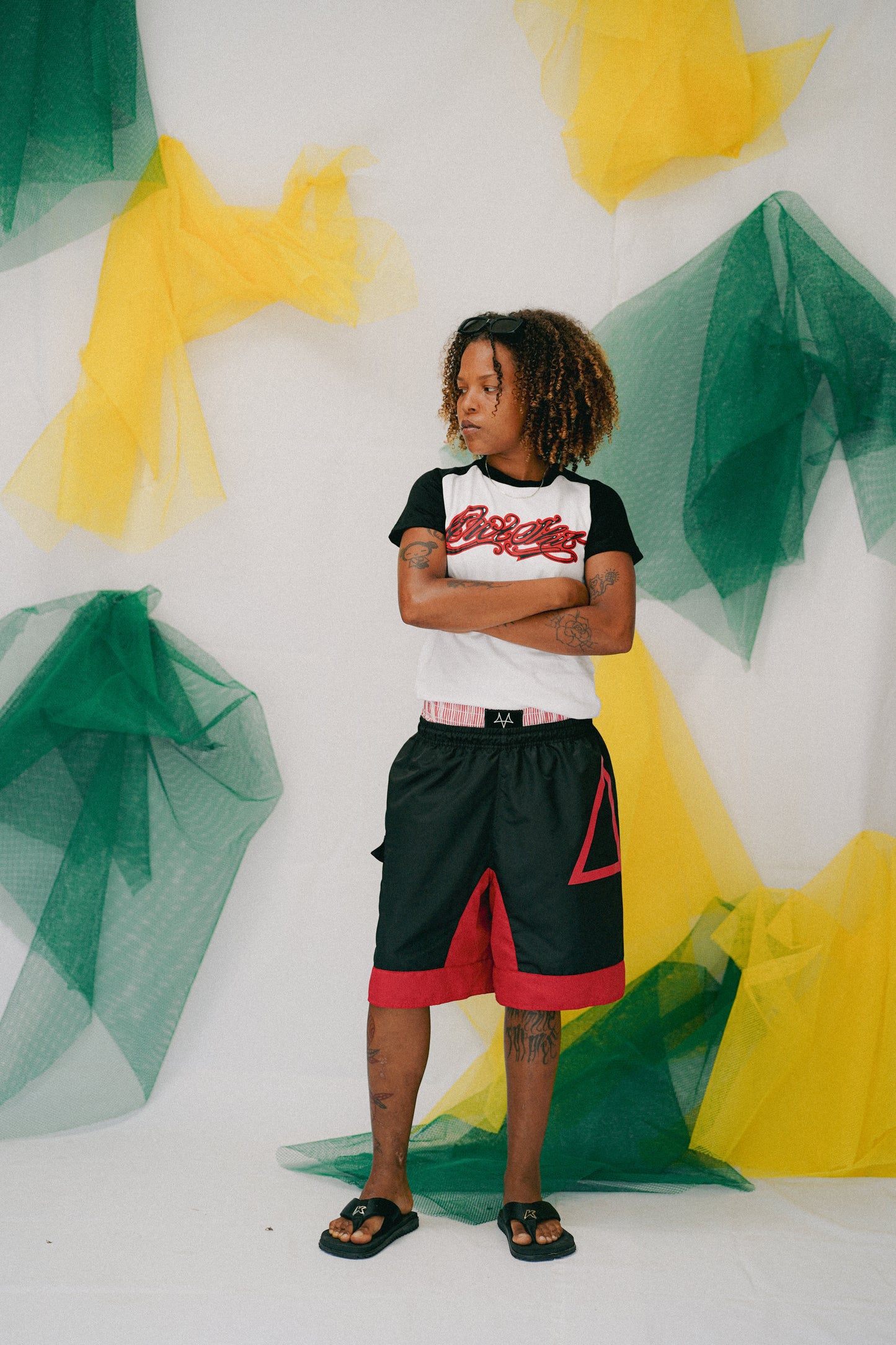 SURFSHORT OWLSHIT tactel preto e vermelho