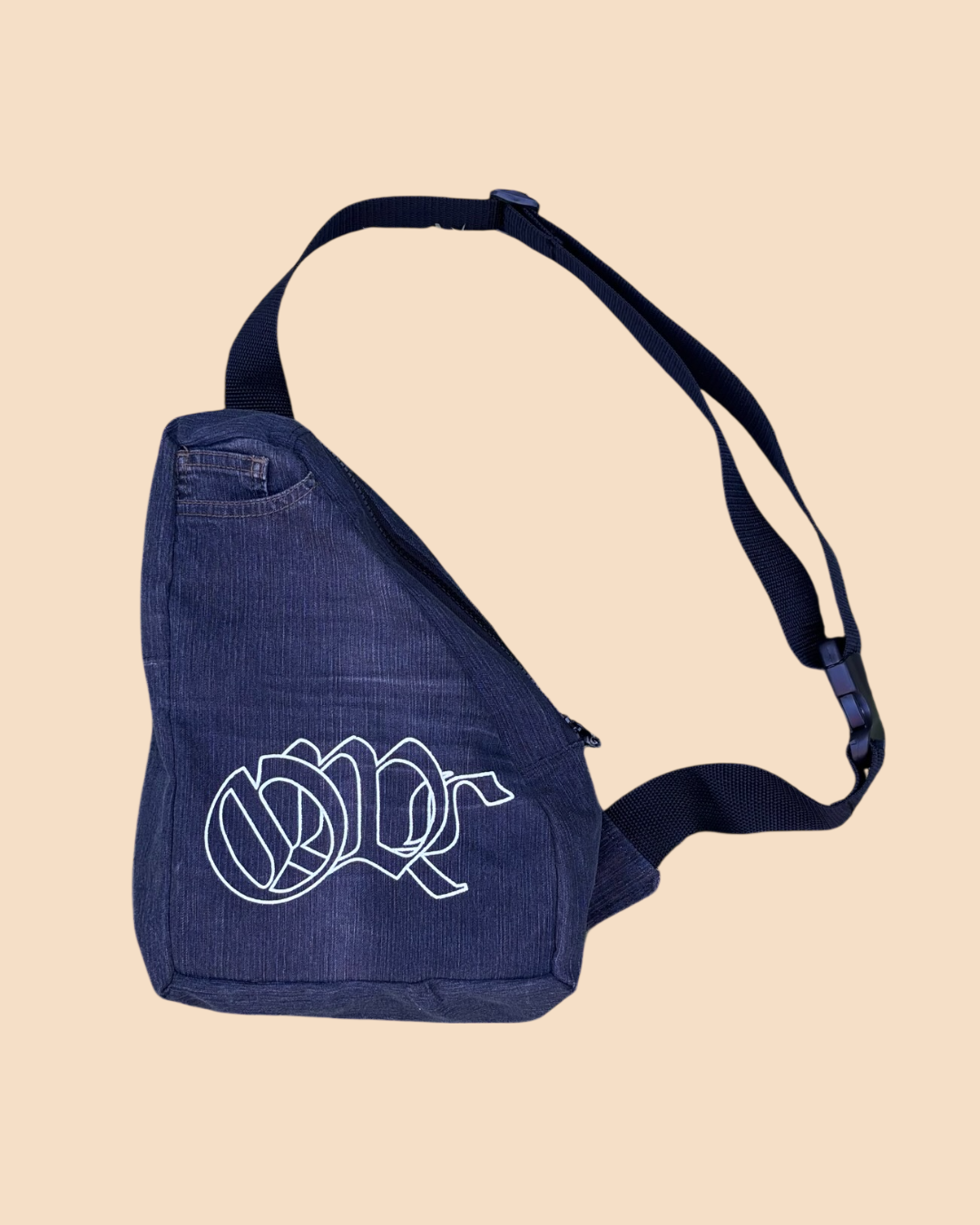 Side bag OWLSHIT preta Jeans Upcycling