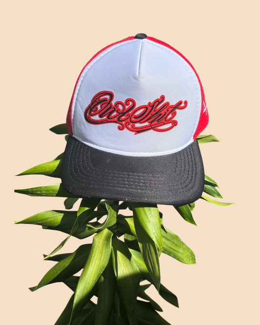 Boné Trucker OWLSHIT vermelho e preto