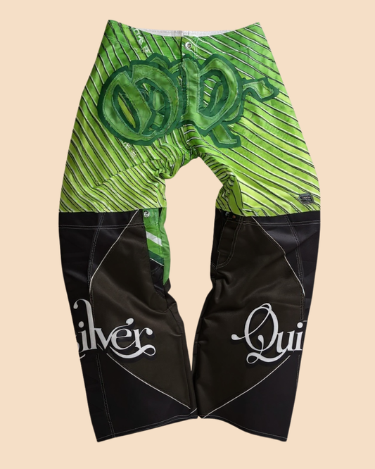 Calça baggie customizada OWLSHIT tactel VERDE CANA