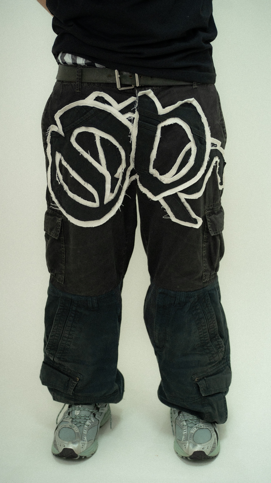 Calça custom cargo dupla preta